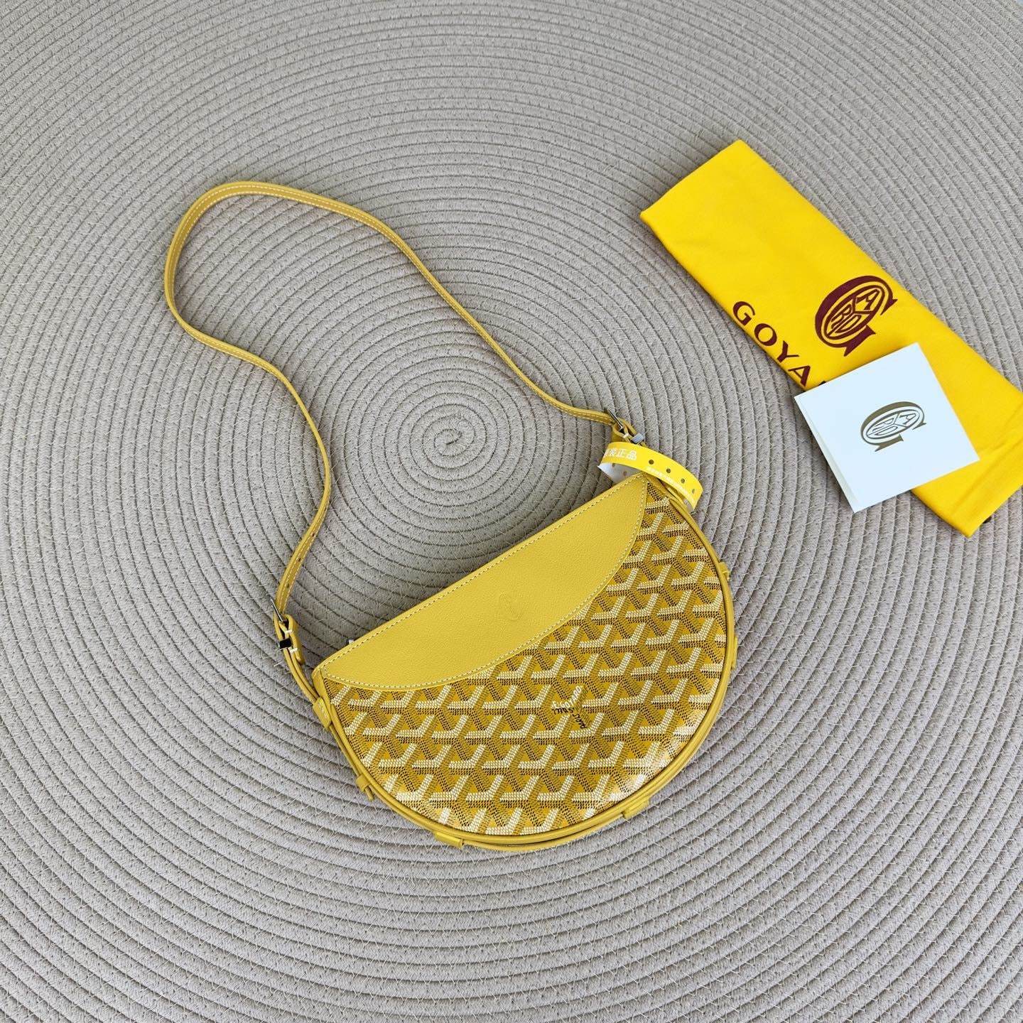 高仿Goyard*08CL08P單肩半月包黃色免檢版