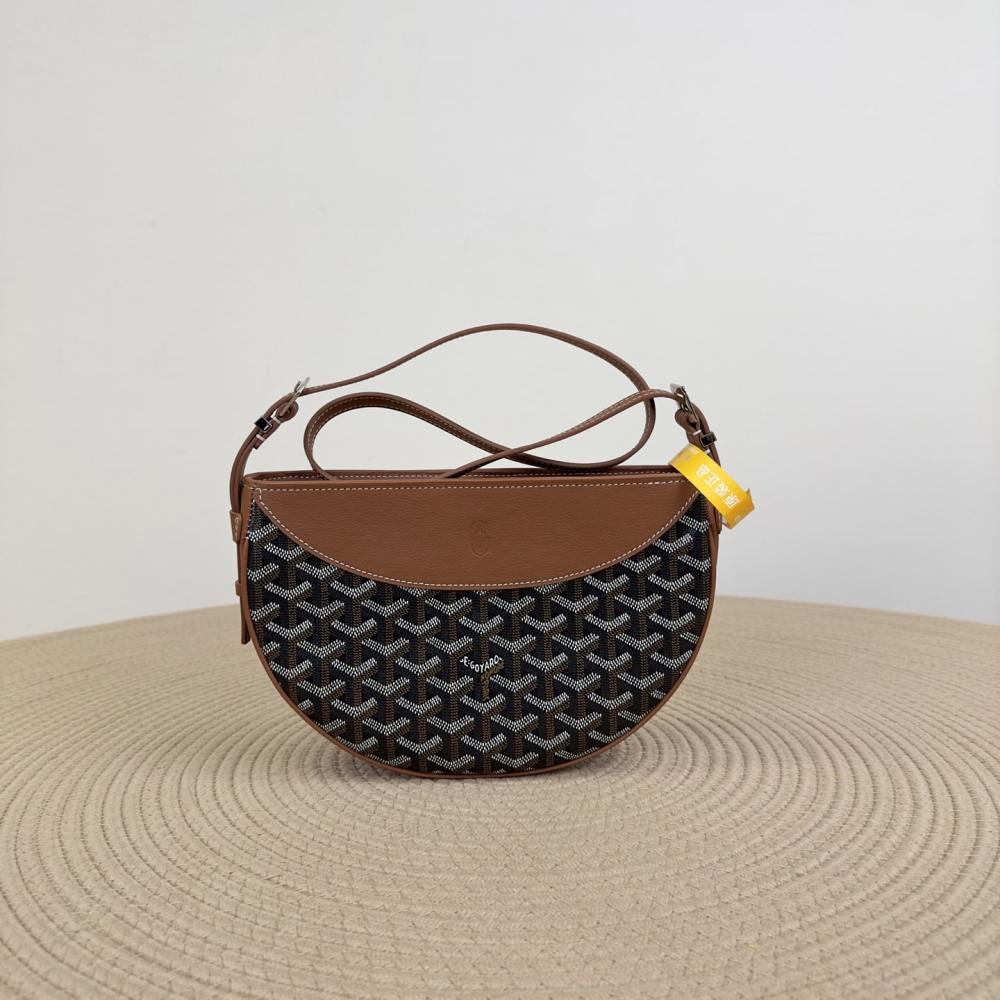 高仿Goyard*01CL03P單肩半月包棕色免檢版