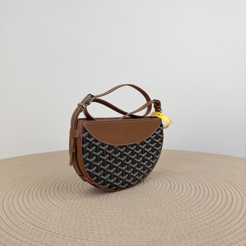 高仿Goyard*01CL03P單肩半月包棕色免檢版