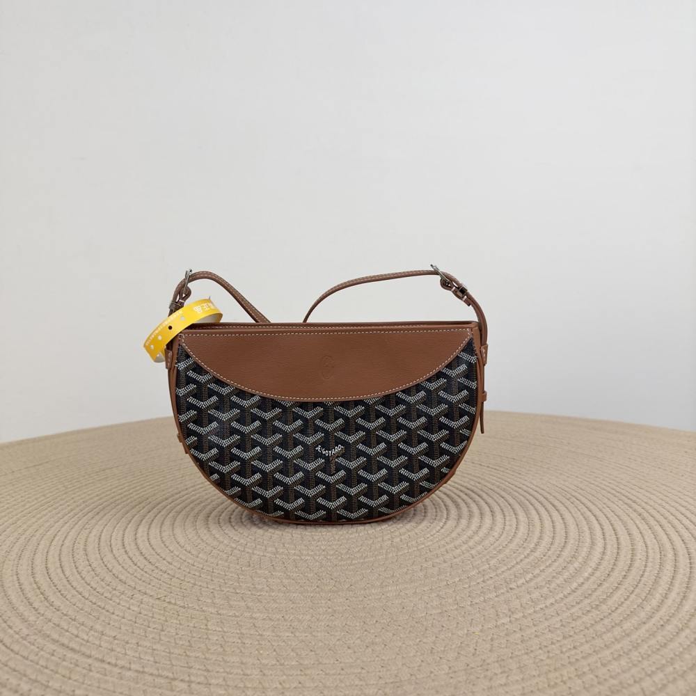 高仿Goyard*01CL03P單肩半月包棕色免檢版