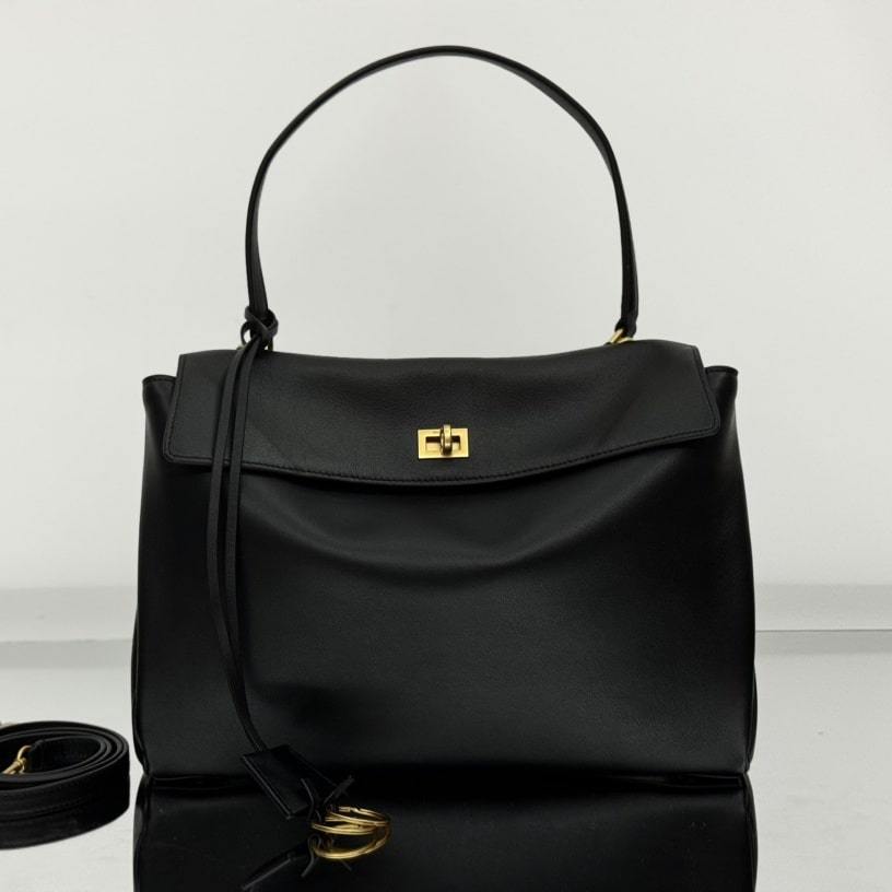 高仿Balenciaga*Rodeo系列V41000小牛皮手袋黑金中號免檢版