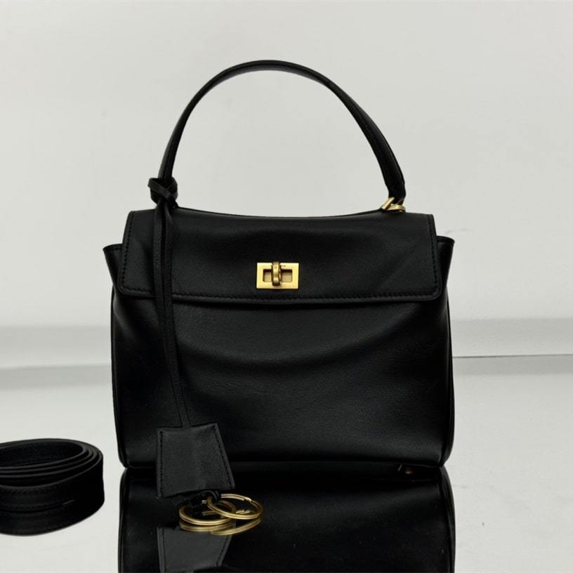 高仿Balenciaga*Rodeo系列V21000小牛皮手袋黑金Mini免檢版