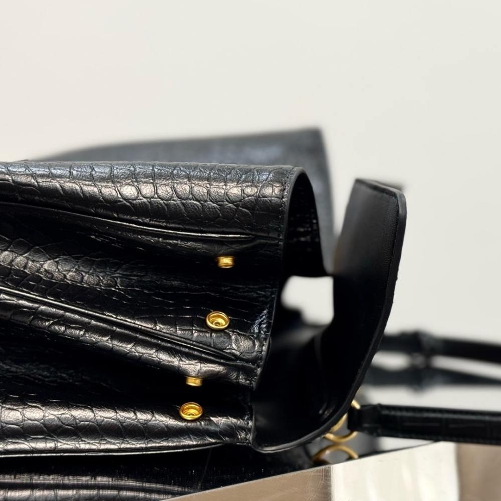 高仿Balenciaga*Rodeo系列5L1000鱷魚紋壓牛皮黑金大號免檢版