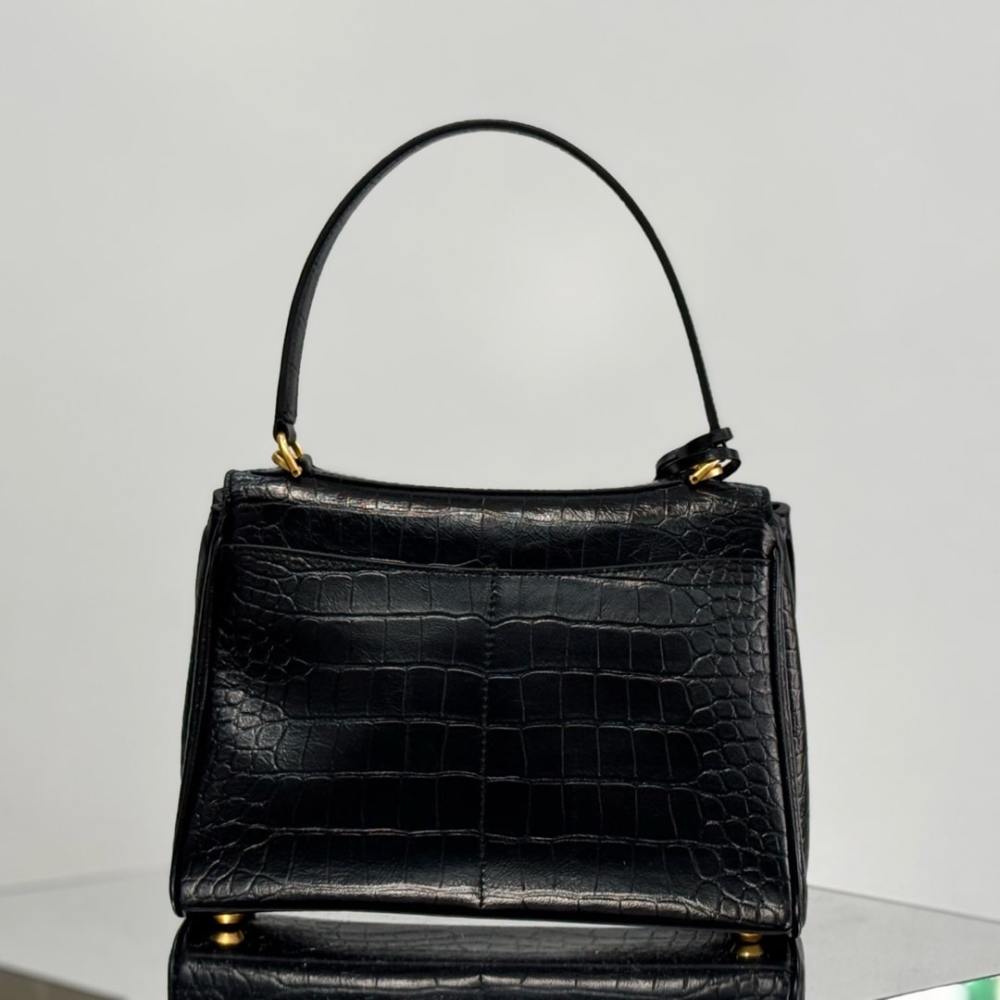 高仿Balenciaga*Rodeo系列3L1000鱷魚紋壓牛皮黑金小號免檢版