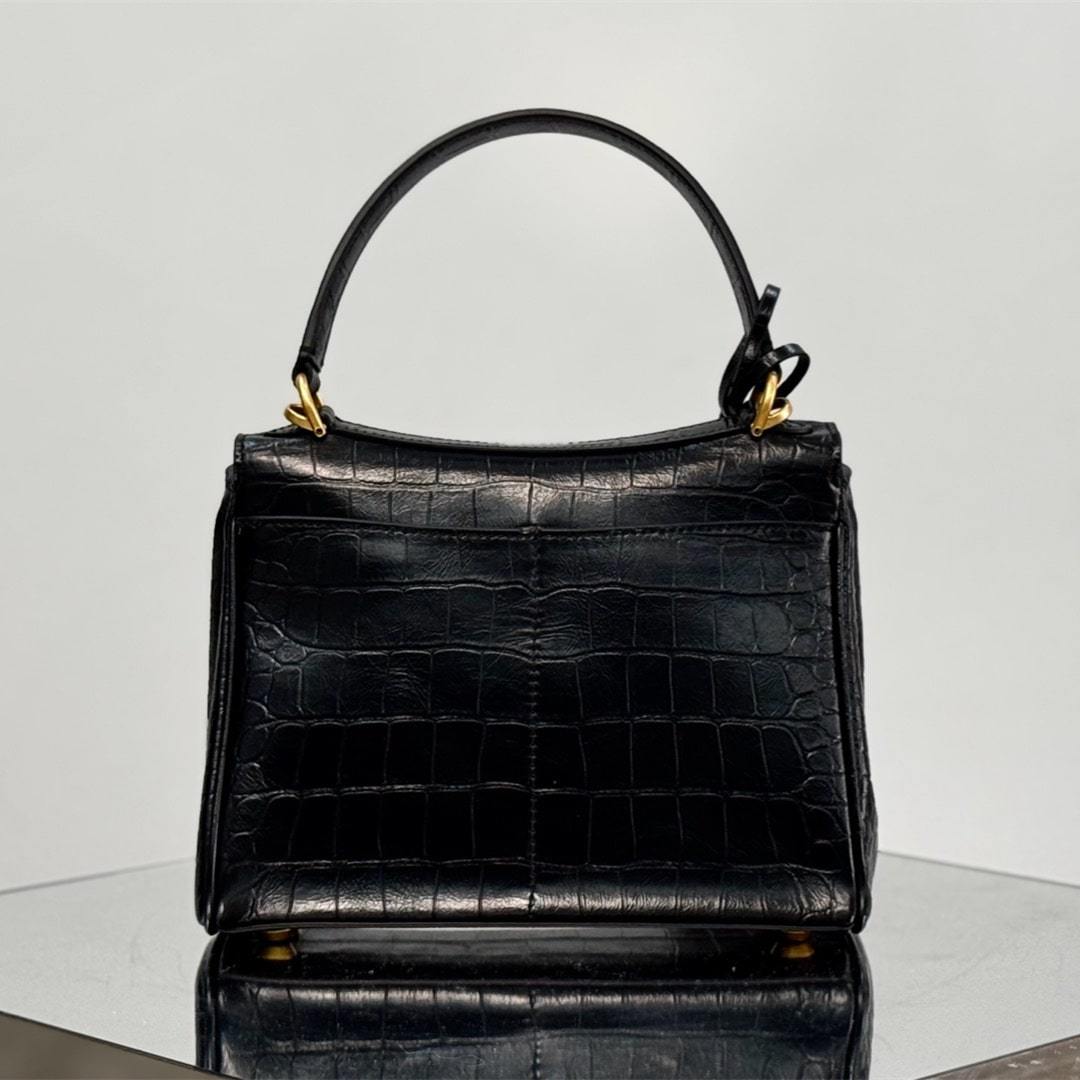 高仿Balenciaga*Rodeo系列2L1000鱷魚紋壓牛皮黑金Mini免檢版