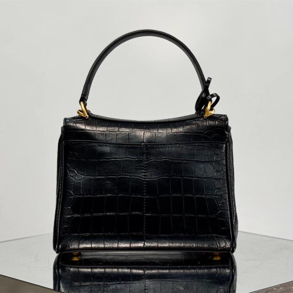 高仿Balenciaga*Rodeo系列2L1000鱷魚紋壓牛皮黑金Mini免檢版