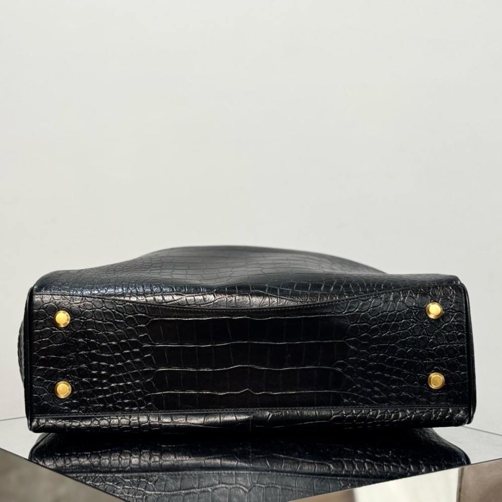 高仿Balenciaga*Rodeo系列5L1000鱷魚紋壓牛皮黑金大號免檢版