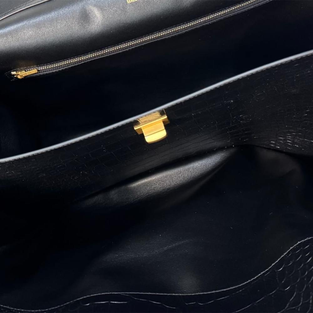高仿Balenciaga*Rodeo系列5L1000鱷魚紋壓牛皮黑金大號免檢版