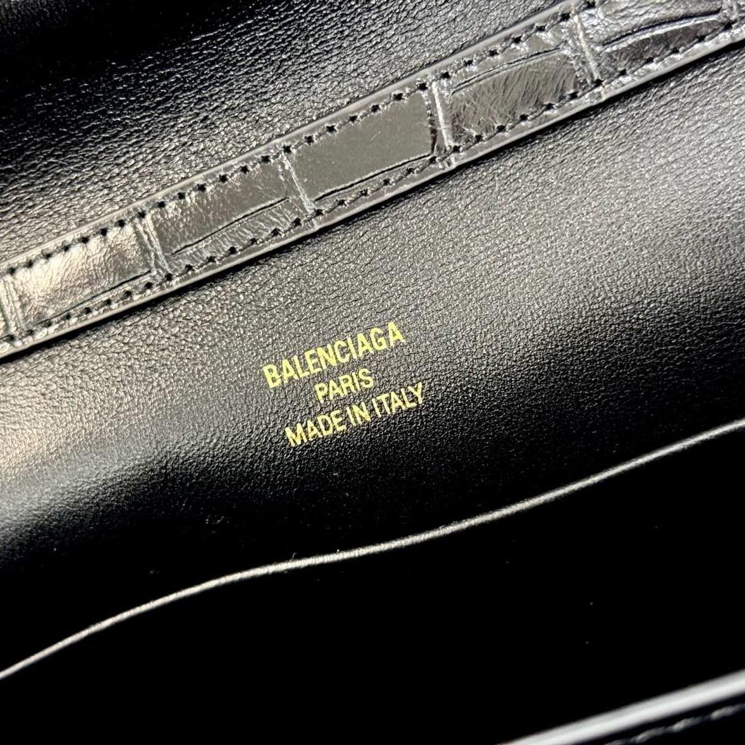 高仿Balenciaga*Rodeo系列4L1000鱷魚紋壓牛皮黑金中號免檢版