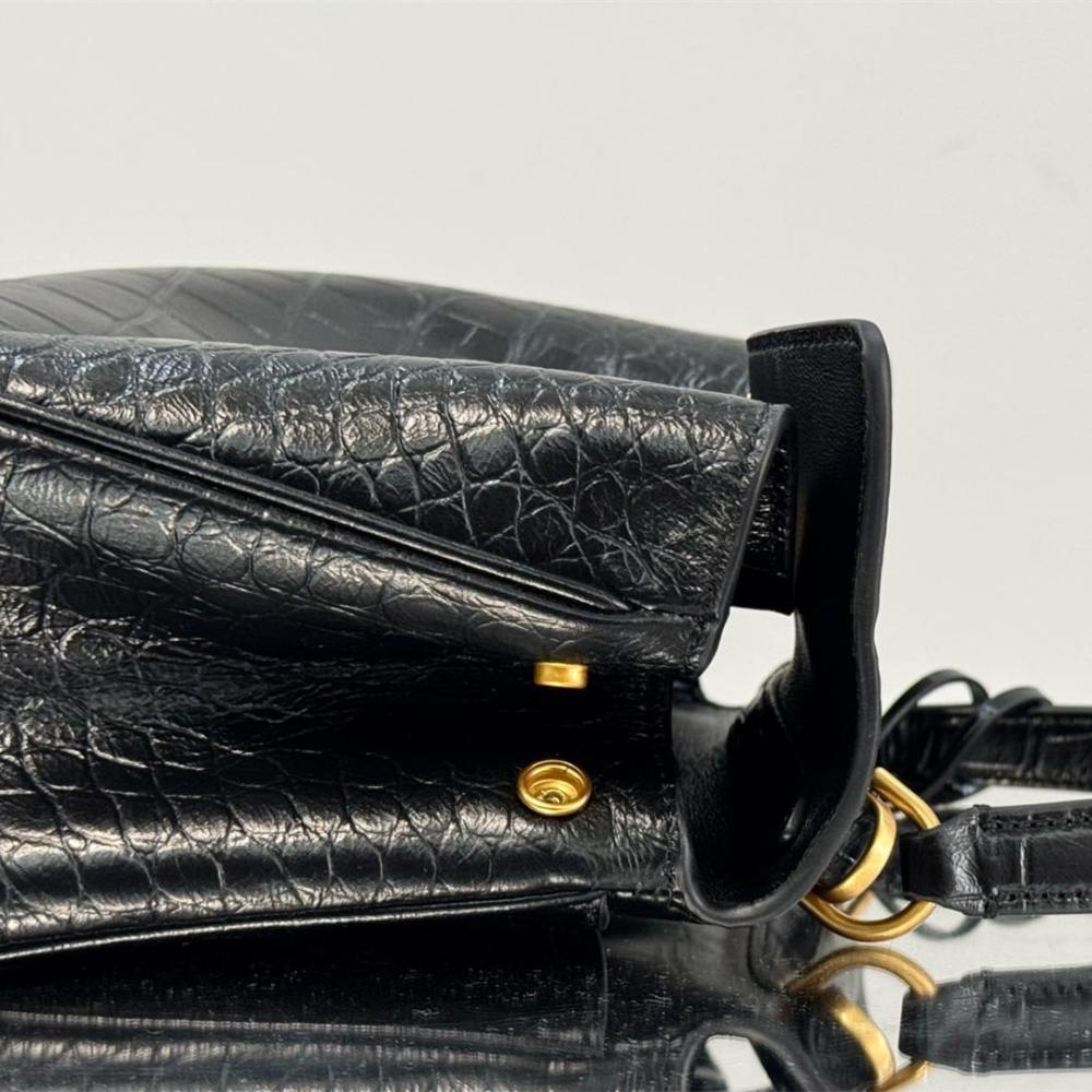 高仿Balenciaga*Rodeo系列2L1000鱷魚紋壓牛皮黑金Mini免檢版