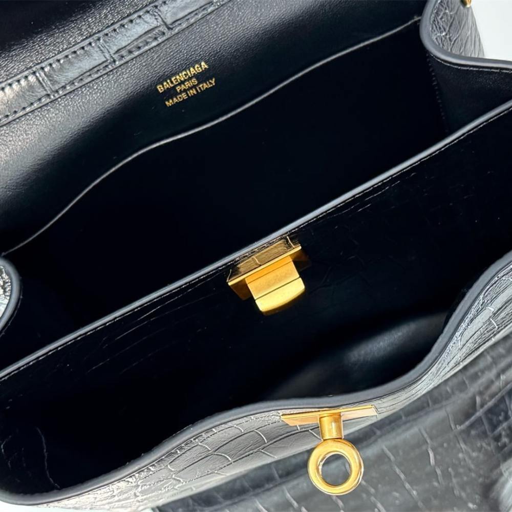 高仿Balenciaga*Rodeo系列2L1000鱷魚紋壓牛皮黑金Mini免檢版