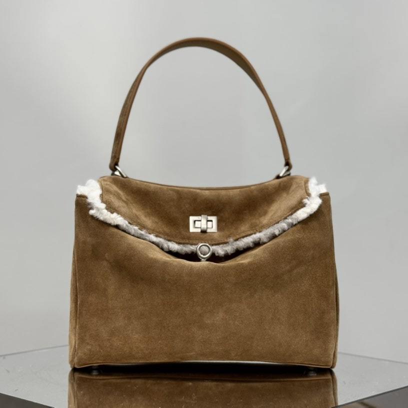 高仿Balenciaga*Rodeo系列AD2592麂皮棕銀小號免檢版