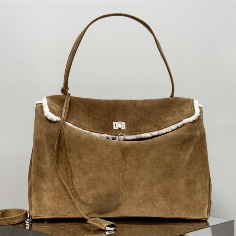 高仿Balenciaga*Rodeo系列AD2590麂皮棕銀大號免檢版