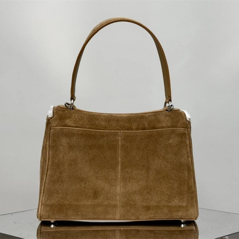 高仿Balenciaga*Rodeo系列AD2592麂皮棕銀小號免檢版