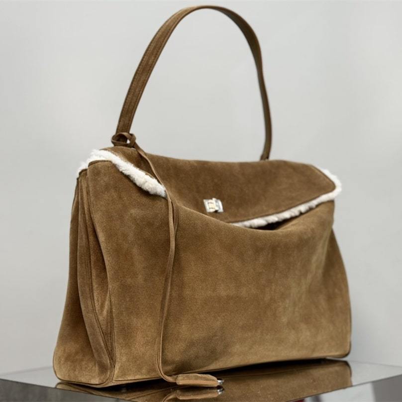 高仿Balenciaga*Rodeo系列AD2590麂皮棕銀大號免檢版
