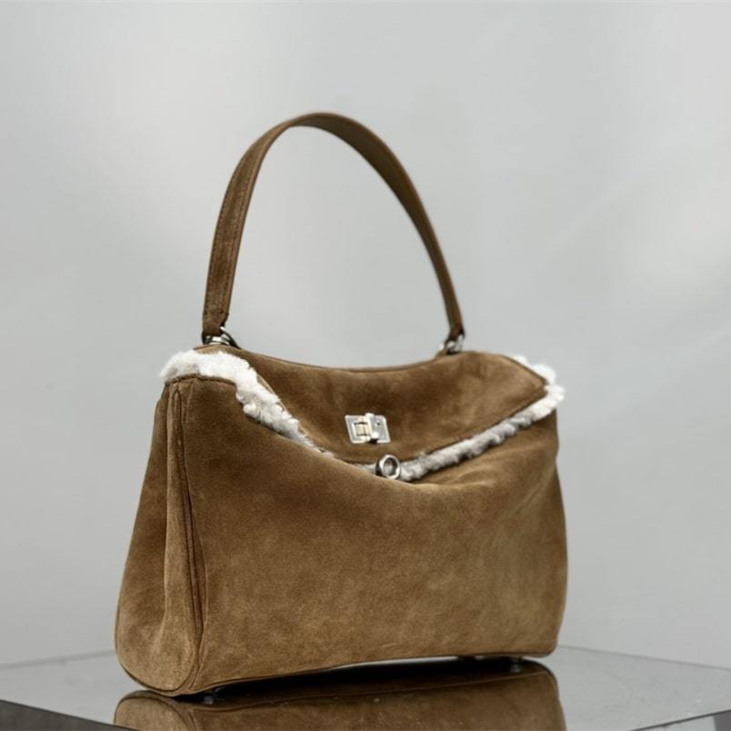 高仿Balenciaga*Rodeo系列AD2592麂皮棕銀小號免檢版