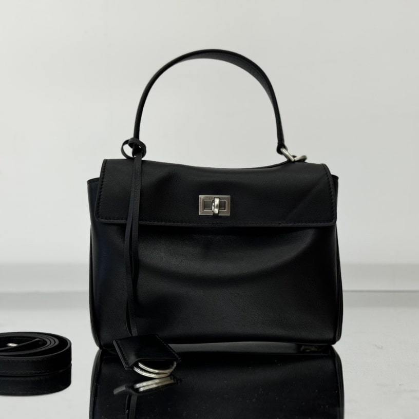 高仿Balenciaga*Rodeo系列7U1000小牛皮手袋黑銀Mini免檢版