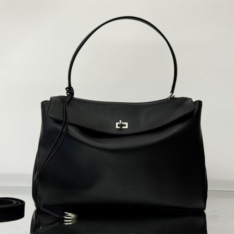 高仿Balenciaga*Rodeo系列4U1000小牛皮手袋黑色銀扣大號免檢版