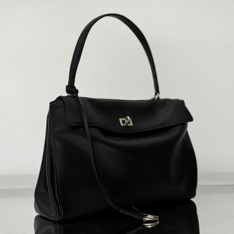 高仿Balenciaga*Rodeo系列5U1000小牛皮手袋黑銀中號免檢版