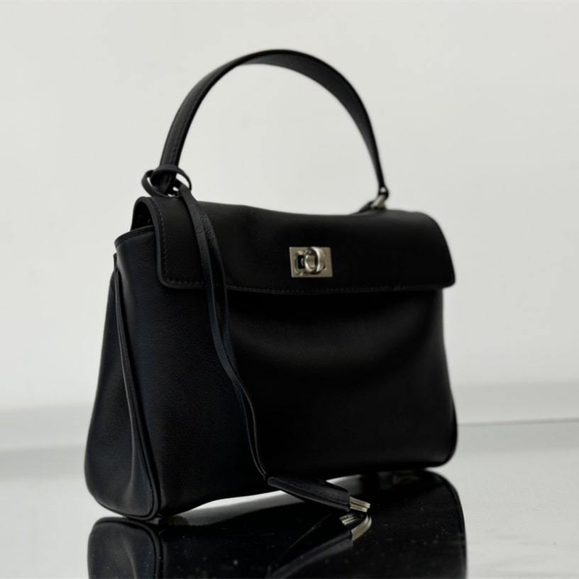 高仿Balenciaga*Rodeo系列7U1000小牛皮手袋黑銀Mini免檢版