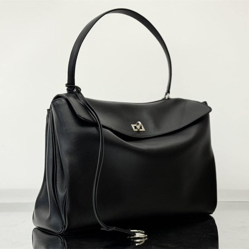 高仿Balenciaga*Rodeo系列4U1000小牛皮手袋黑色銀扣大號免檢版
