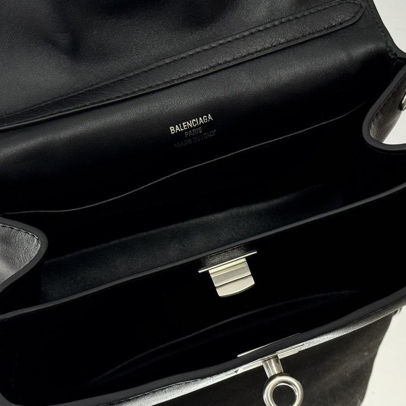 高仿Balenciaga*Rodeo系列7U1000小牛皮手袋黑銀Mini免檢版
