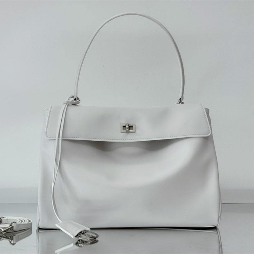 高仿Balenciaga*Rodeo系列V69016小牛皮手袋白銀中號免檢版