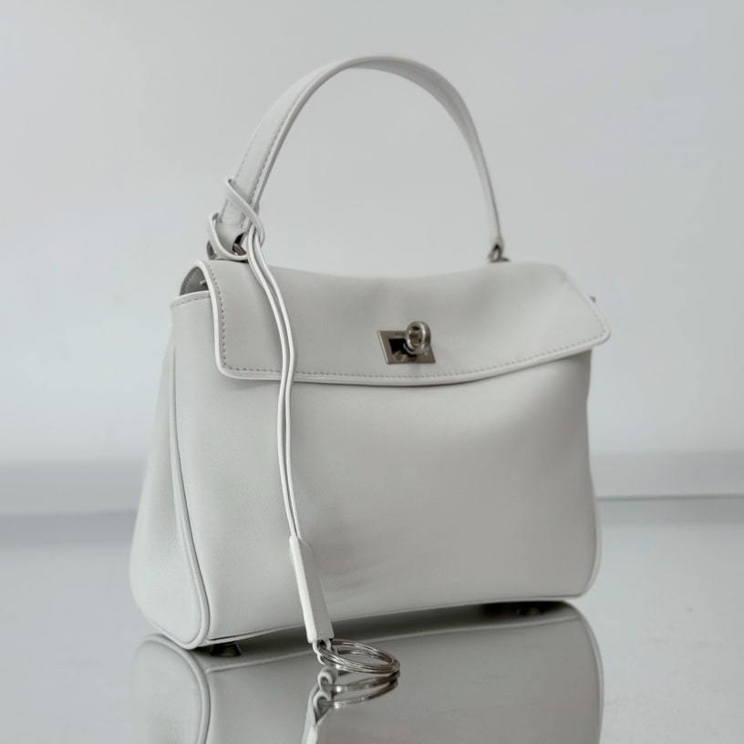 高仿Balenciaga*Rodeo系列4U9001小牛皮手袋白銀Mini免檢版