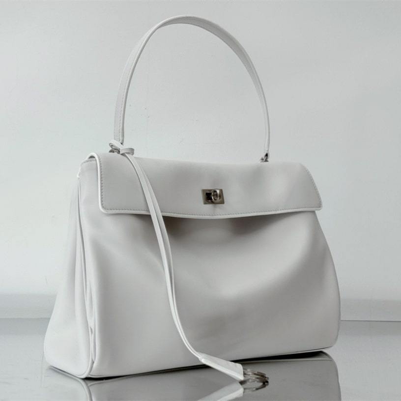 高仿Balenciaga*Rodeo系列V69016小牛皮手袋白銀中號免檢版