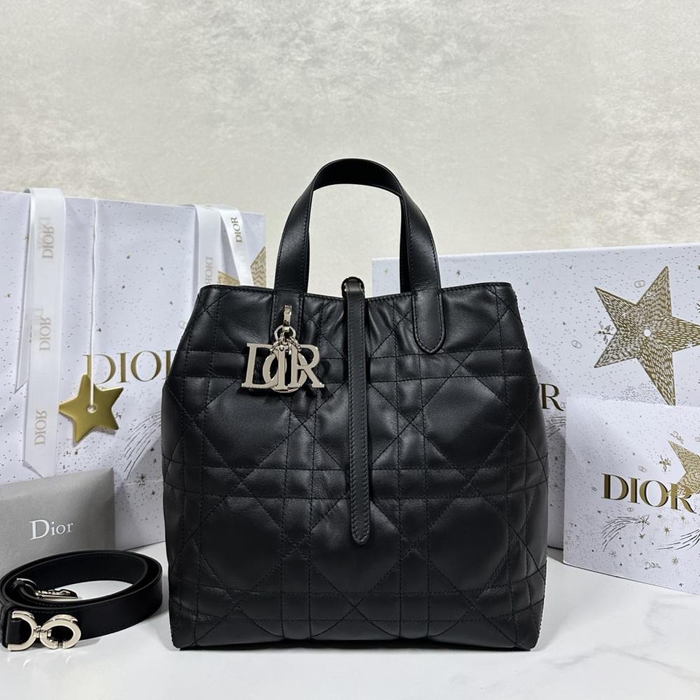 高仿Dior*Toujours系列M2836M900菜籃子豎版中號黑色免檢版
