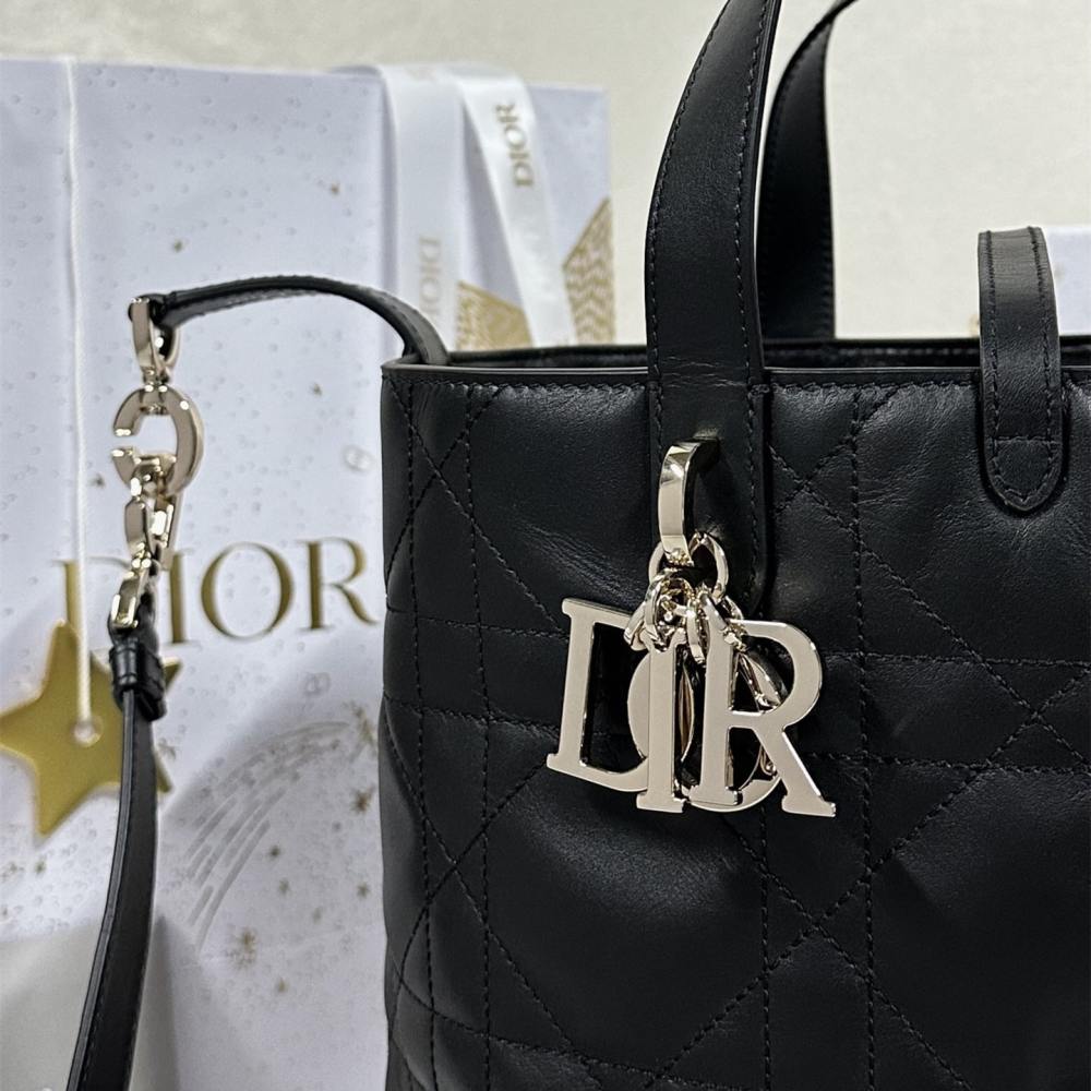 高仿Dior*Toujours系列M2836M900菜籃子豎版中號黑色免檢版