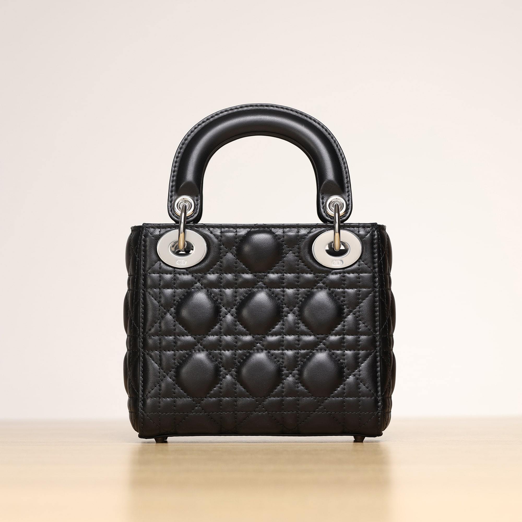 高仿Dior*Lady系列M0505M900黑色三格單肩包Mini免檢版