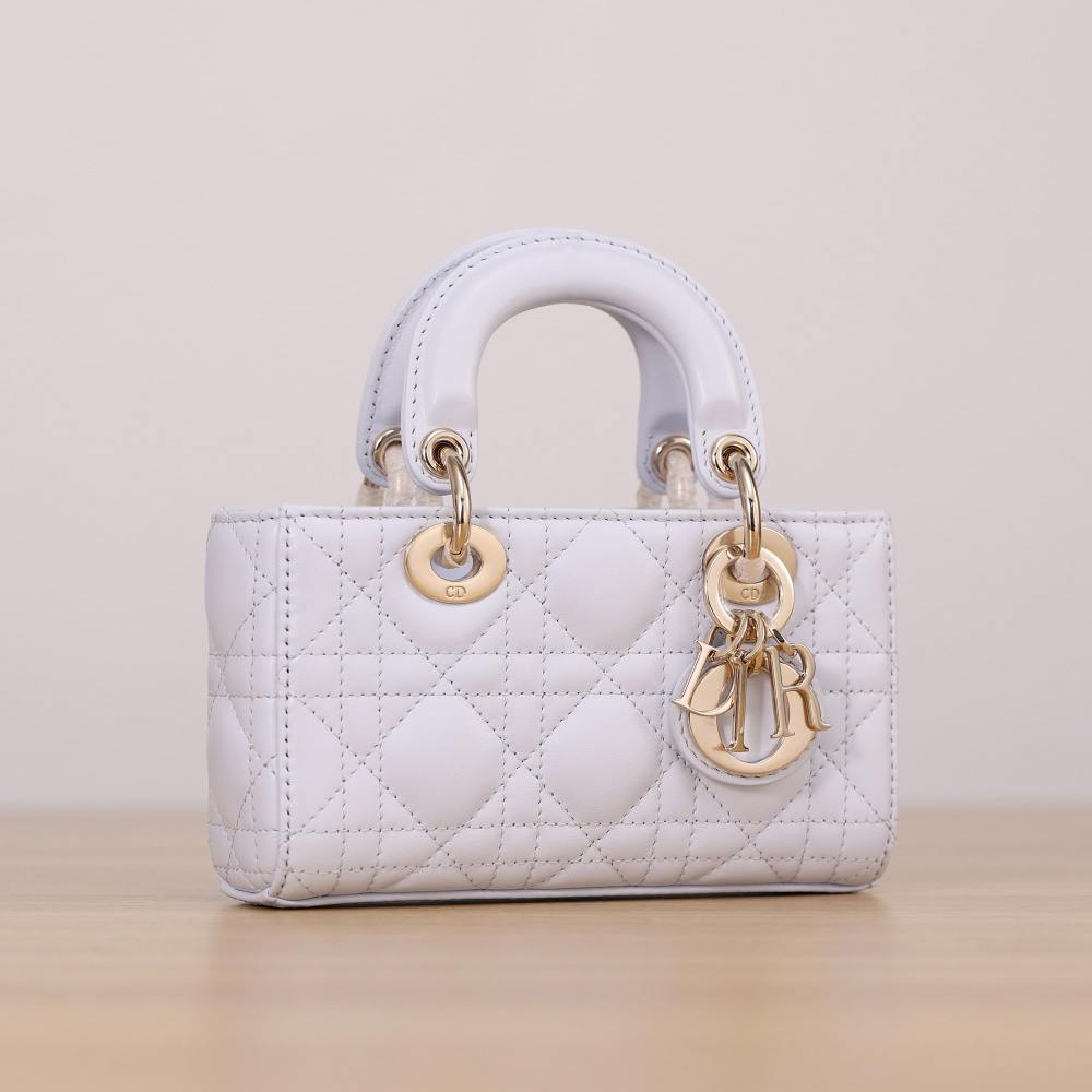 高仿Dior*LadyDJoy系列S0910M26Z小羊皮戴妃包藍色Mini免檢版