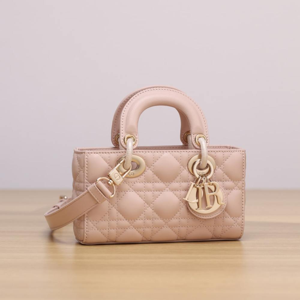 高仿Dior*LadyDJoy系列S0910M413小羊皮戴妃包胭脂粉Mini免檢版