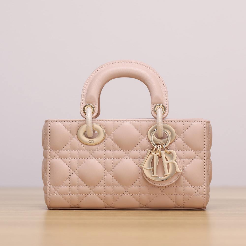 高仿Dior*LadyDJoy系列S0910M413小羊皮戴妃包胭脂粉Mini免檢版