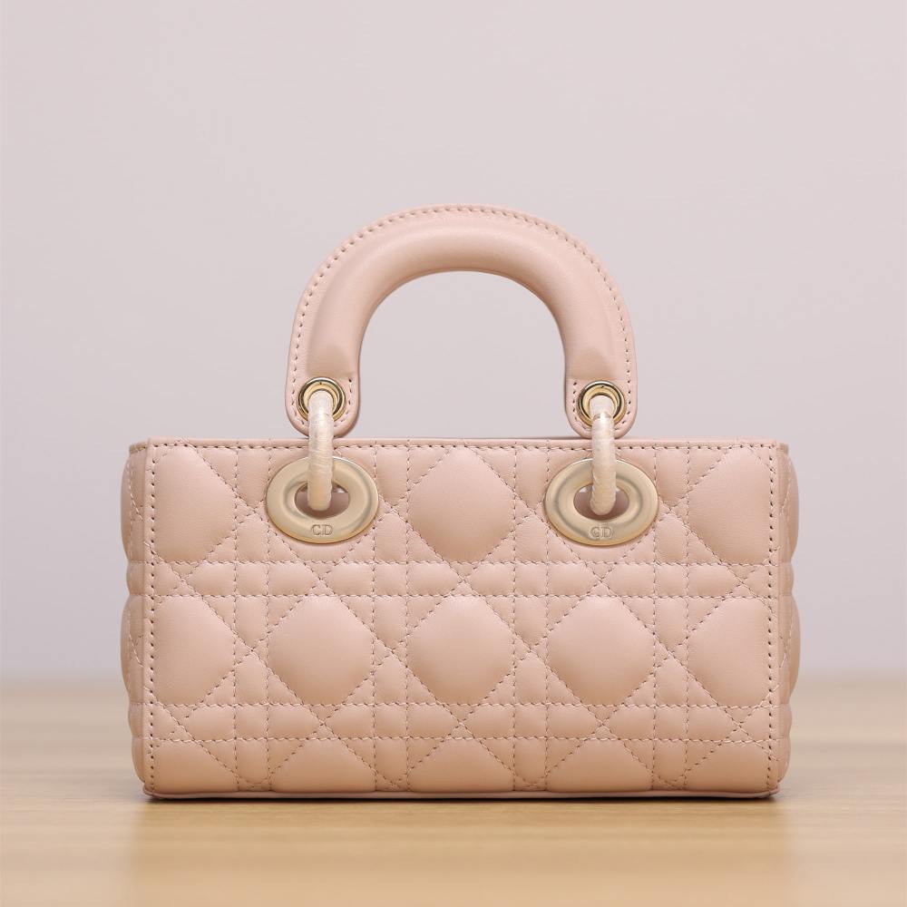 高仿Dior*LadyDJoy系列S0910M413小羊皮戴妃包胭脂粉Mini免檢版