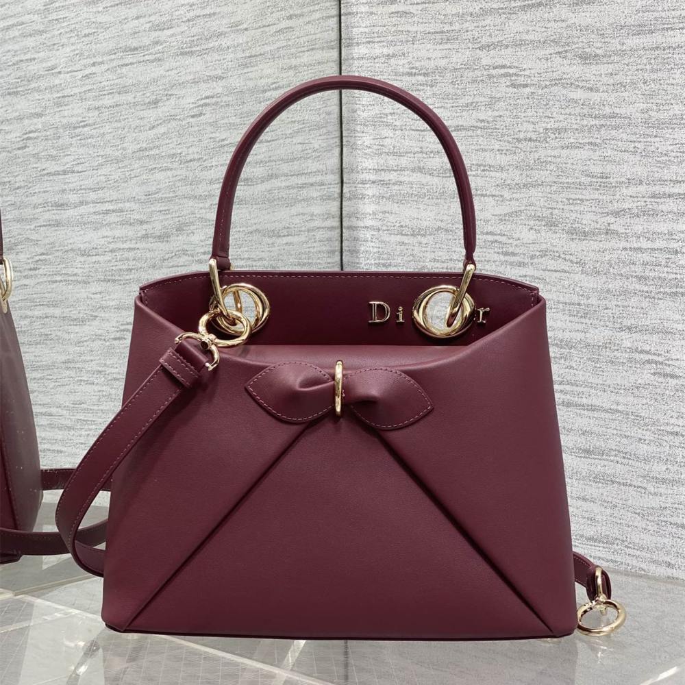 高仿Dior*26SS系列MO732RTU新款徽標手提包酒紅色免檢版