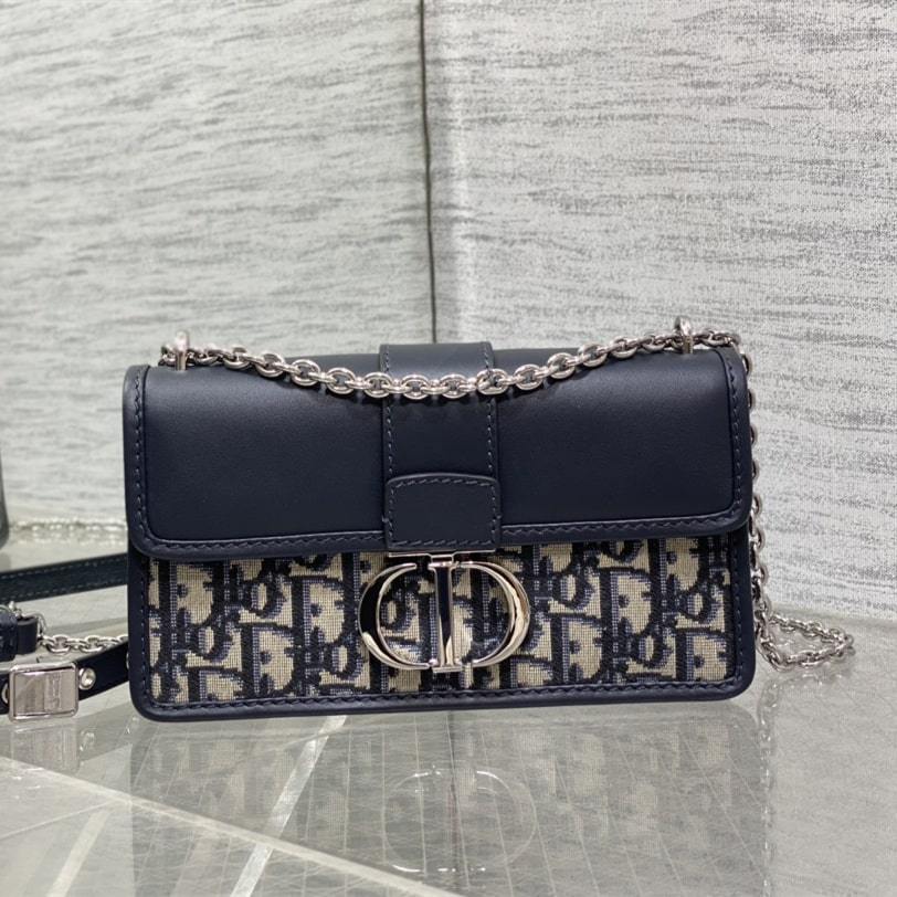 高仿Dior*Montaigne系列M933M928單肩包藍色小號免檢版