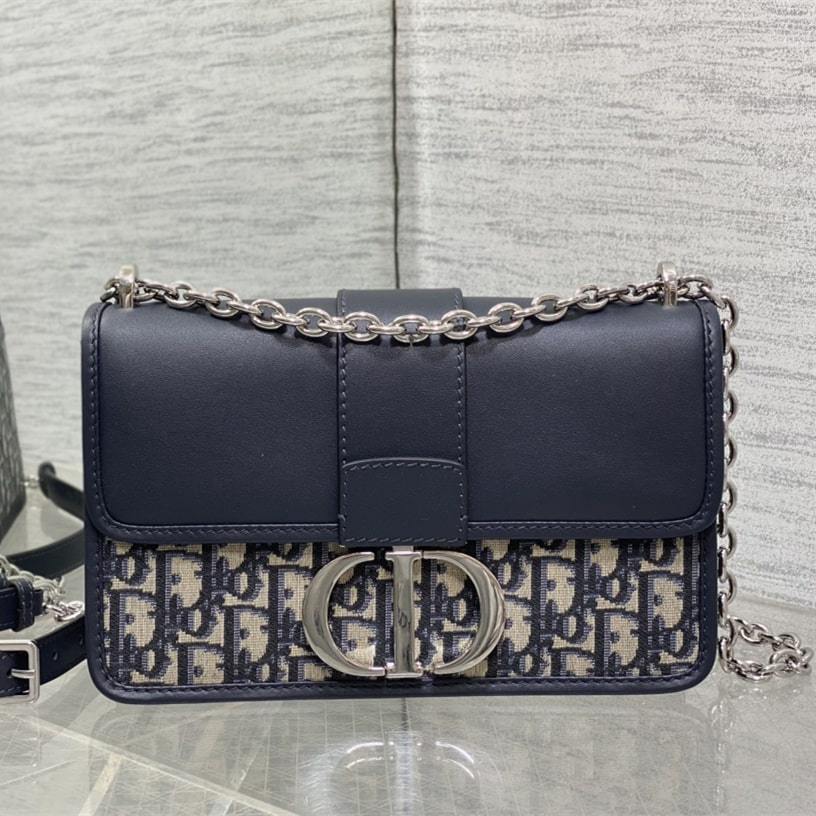 高仿Dior*Montaigne系列M920M928單肩包藍色中號免檢版