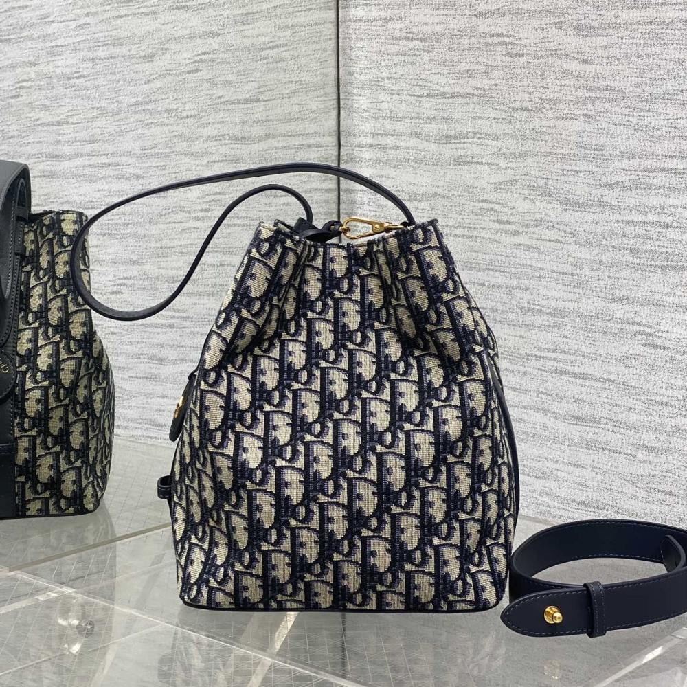 高仿Dior*Star系列M285M928水桶袋藍色小號免檢版