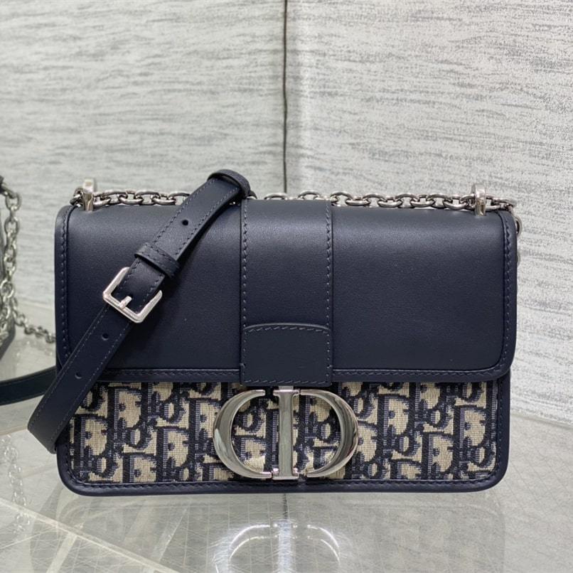高仿Dior*Montaigne系列M920M928單肩包藍色中號免檢版