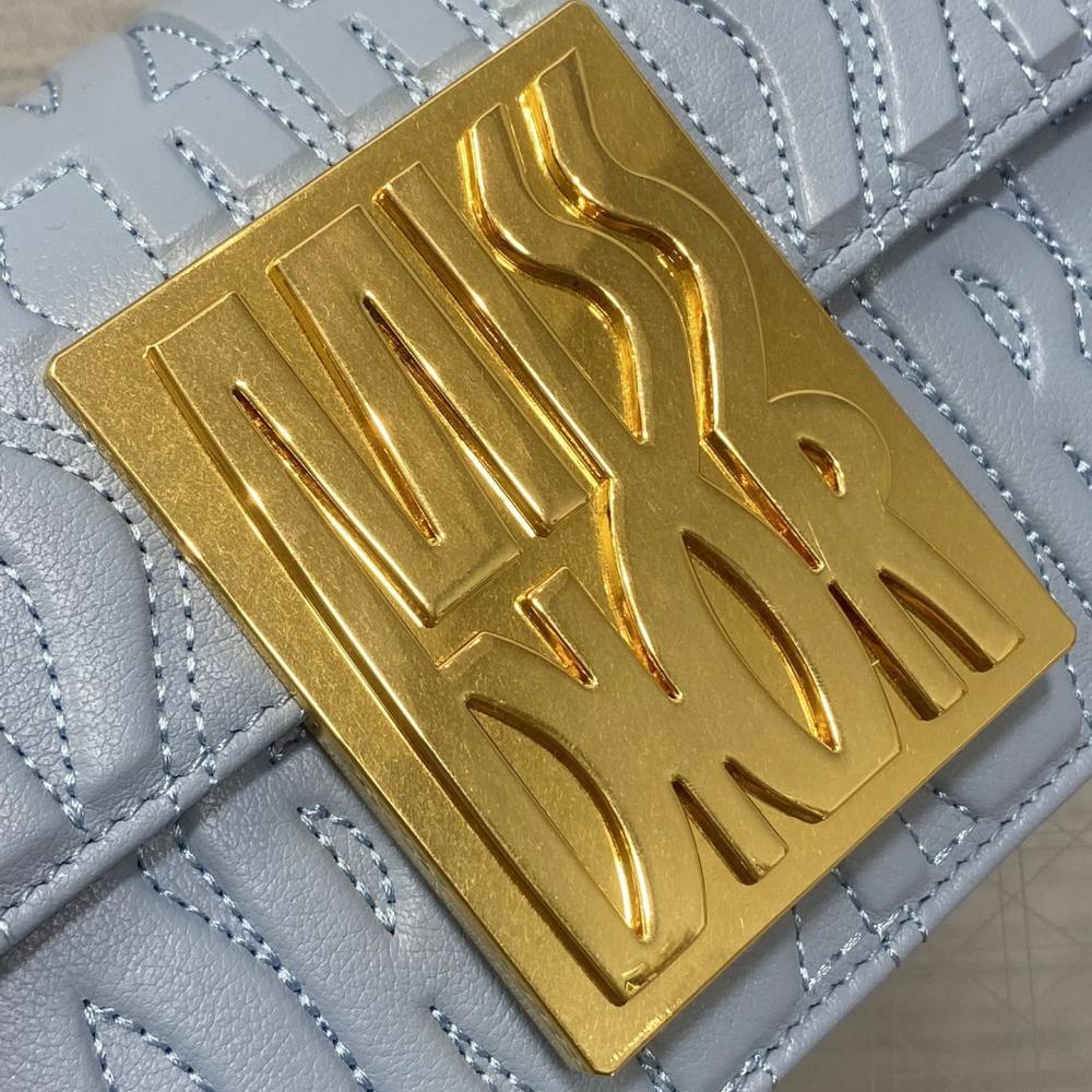 高仿Dior*Miss系列M261M23B衍縫線小牛皮腋下包藍色免檢版