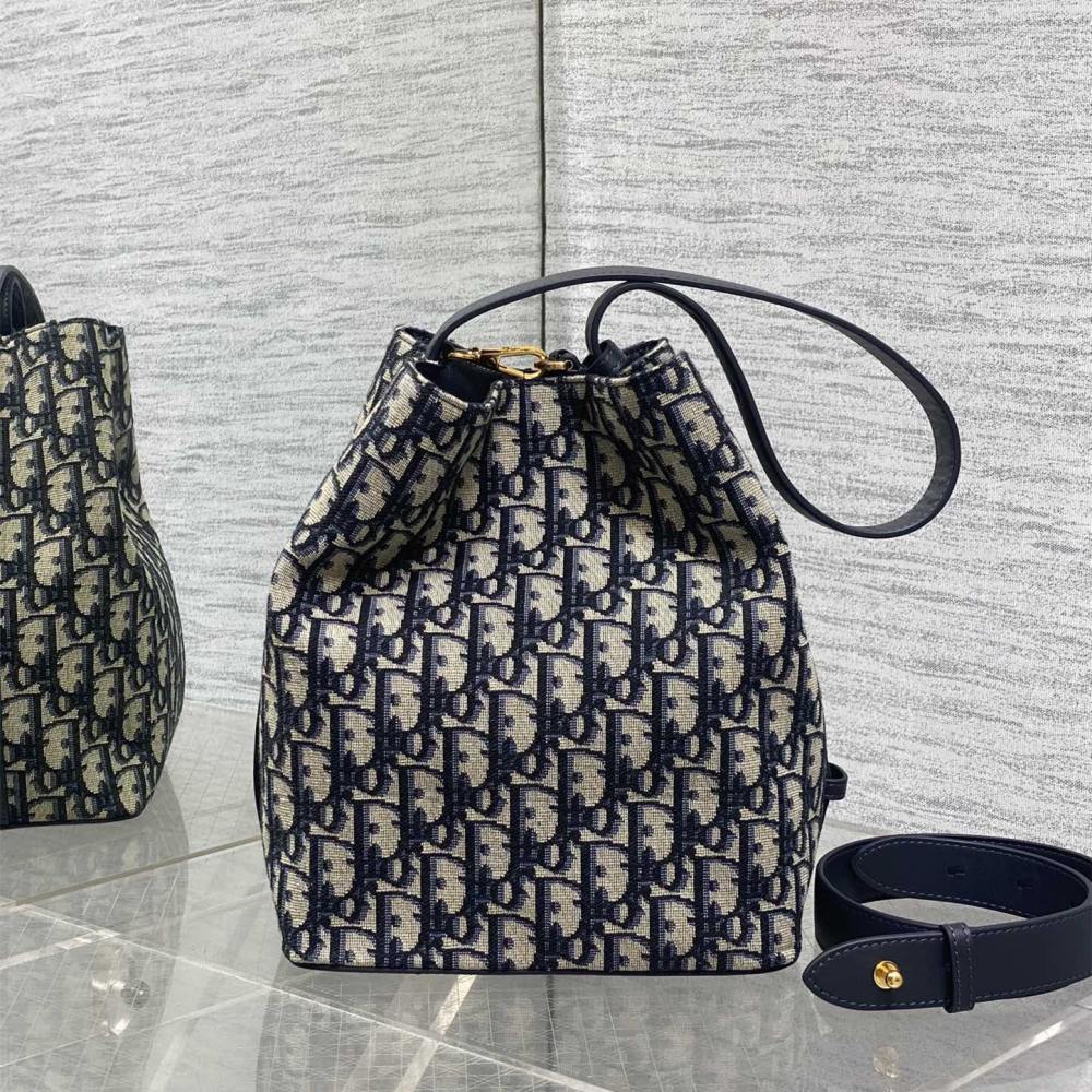 高仿Dior*Star系列M285M928水桶袋藍色小號免檢版