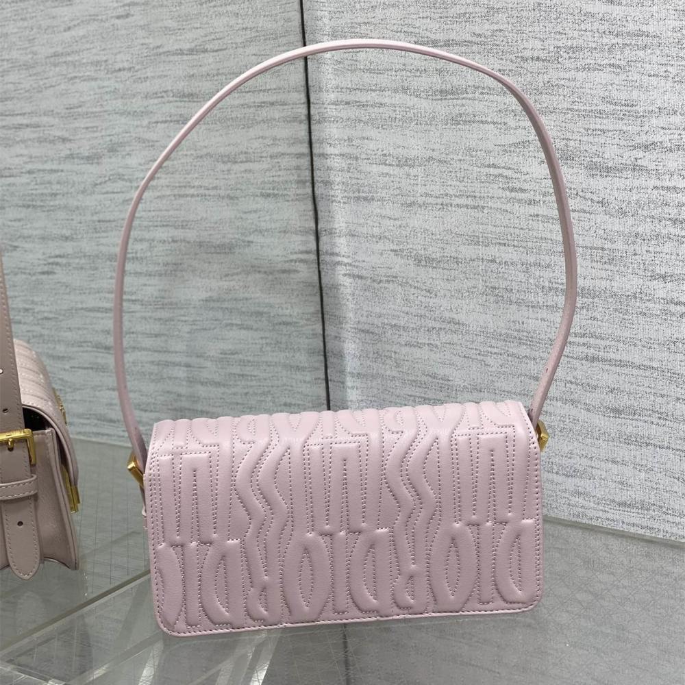 高仿Dior*Miss系列M261M05N衍縫線小牛皮腋下包粉色免檢版