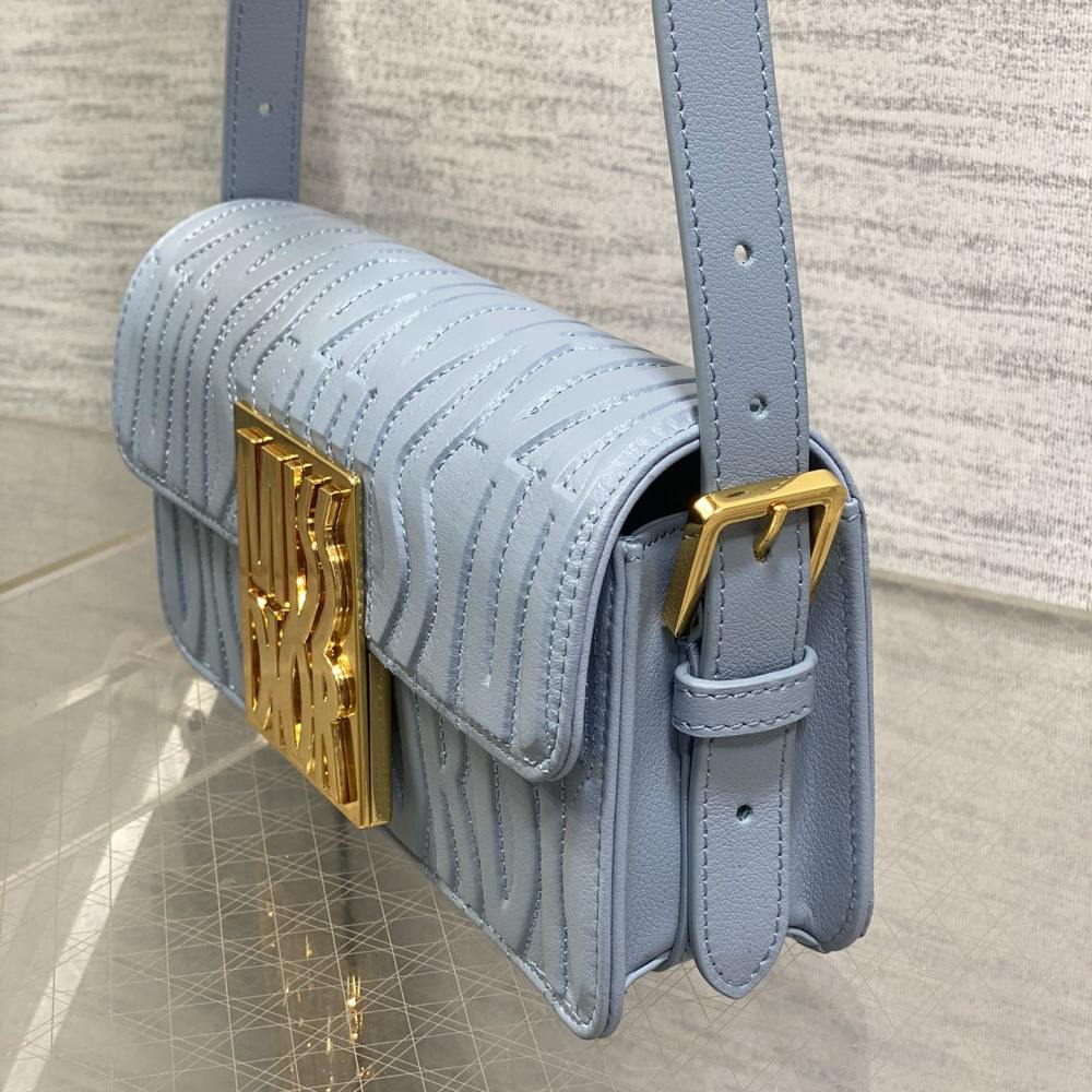 高仿Dior*Miss系列M261M23B衍縫線小牛皮腋下包藍色免檢版