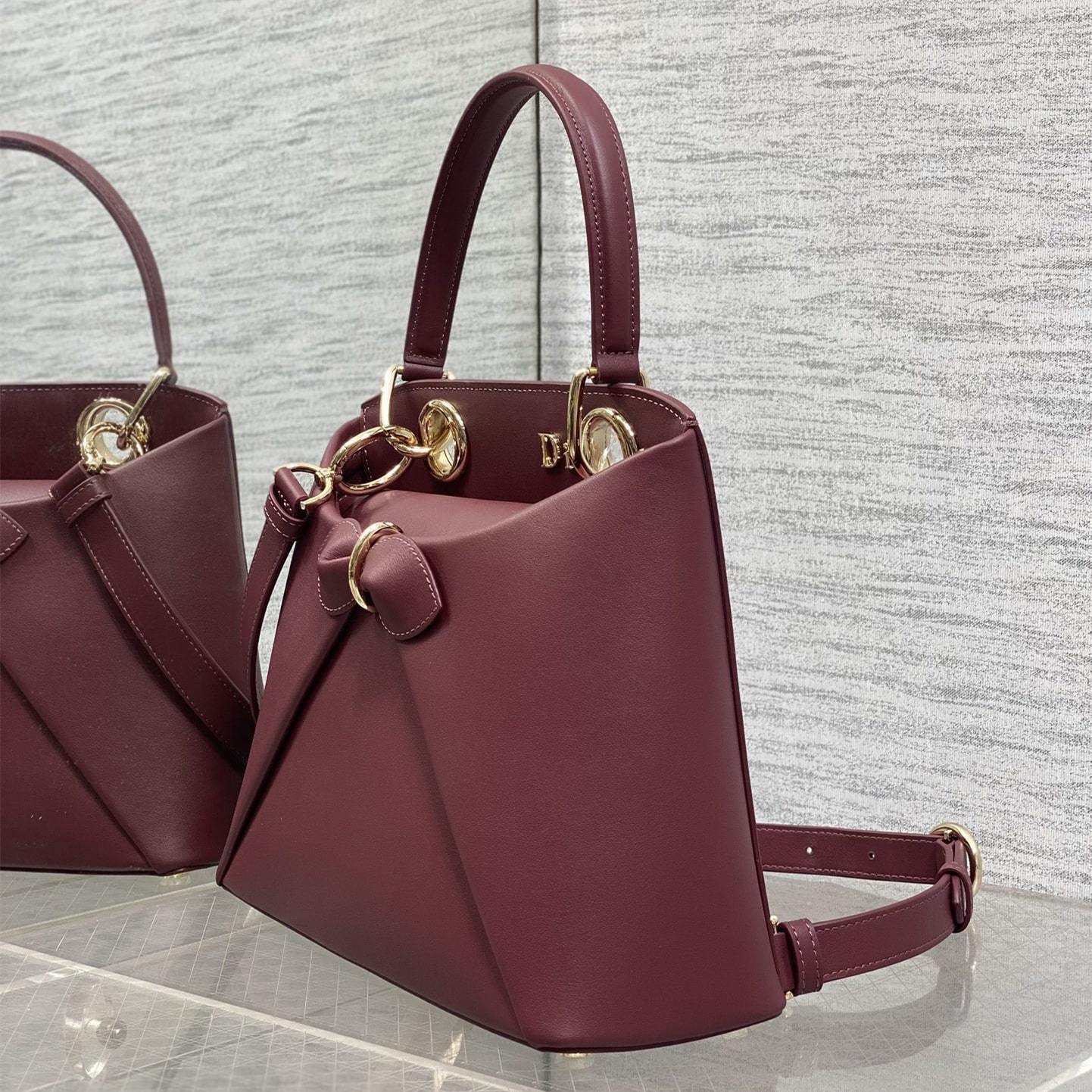 高仿Dior*26SS系列MO732RTU新款徽標手提包酒紅色免檢版