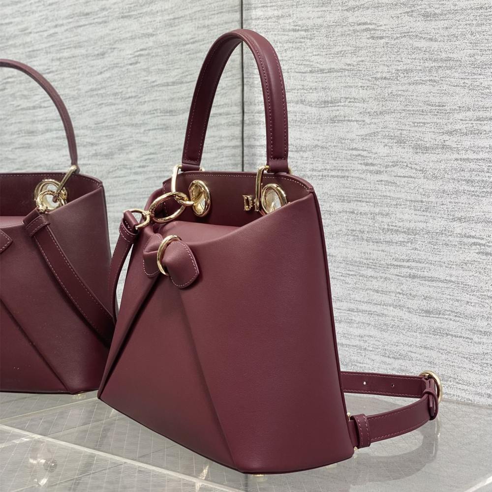 高仿Dior*26SS系列MO732RTU新款徽標手提包酒紅色免檢版