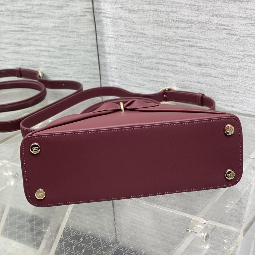 高仿Dior*26SS系列MO732RTU新款徽標手提包酒紅色免檢版