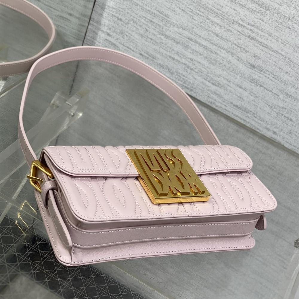 高仿Dior*Miss系列M261M05N衍縫線小牛皮腋下包粉色免檢版