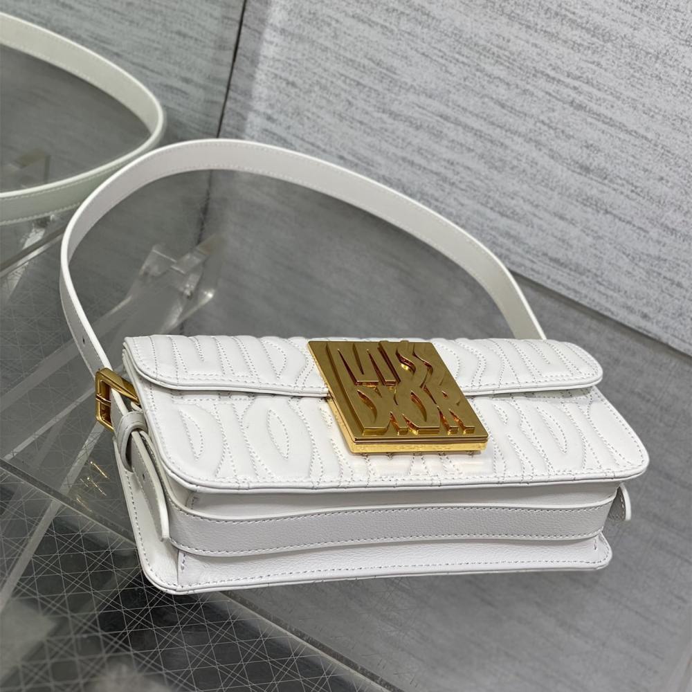 高仿Dior*Miss系列M261M030衍縫線小牛皮腋下包白色免檢版